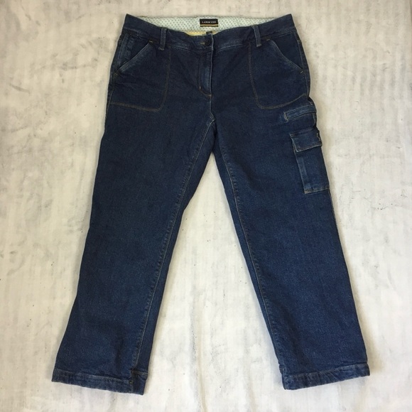 Lands End Lined Jeans Sz 16P Multiple Pockets Hiking Camping Outdoor Pants - Picture 1 of 12